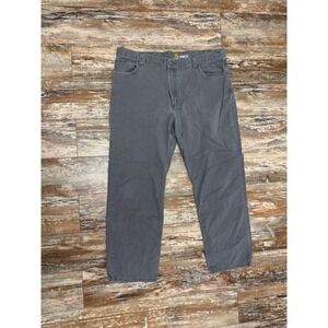 Mens Carhartt Gray Relaxed Fit Work Pants Size 40x30 Chino Canvas